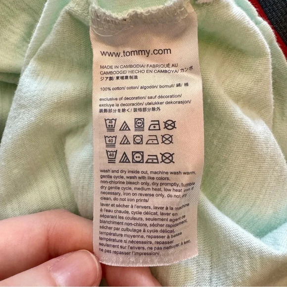 Tommy Hilfiger Womens T-Shirt Size XL Mint Embroidered Logo Flag Relaxed Fit EUC - Picture 7 of 8